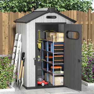 4 ft. W x 3.8 ft. D Outdoor Storage Plastic Shed with Floor and Lockable Door for Patio Lawn and Garden (16 sq. ft.)