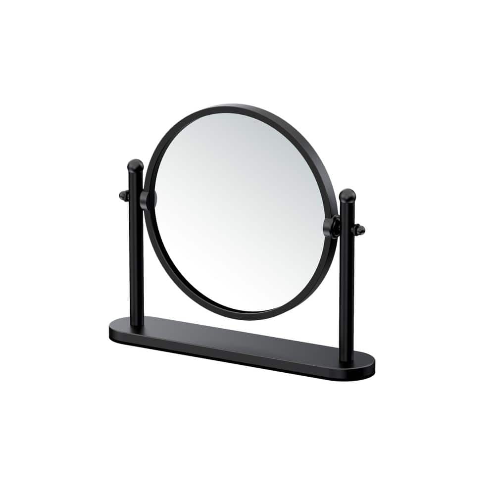 10.38 in. x 8.75 in. Round Magnifying Tabletop Bathroom Makeup Mirror in Matte Black price history on PriceWatchPro