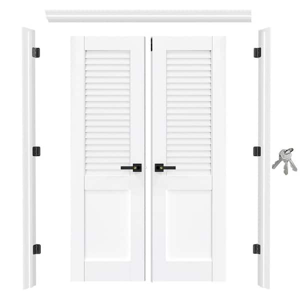 TENONER 60in x 80in All-Louver Panel Universal White Primed Double
