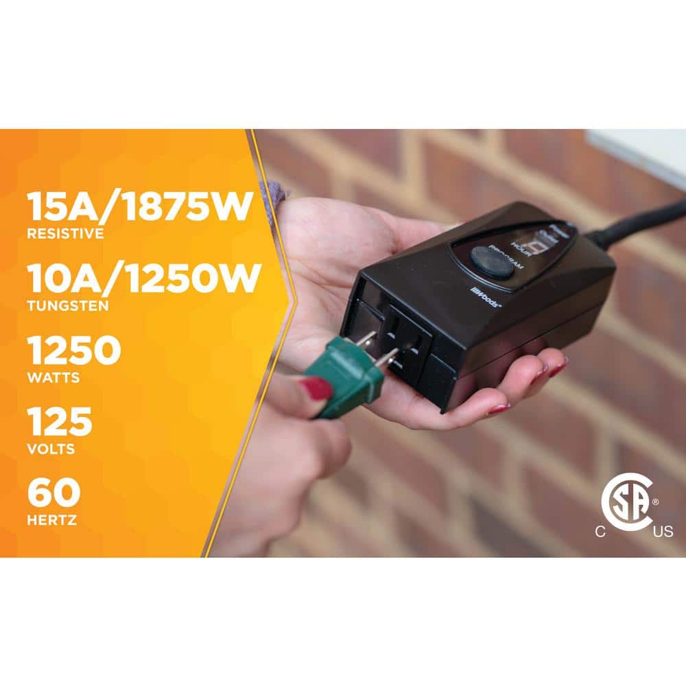 Woods Black 24-Hour Digital Photocell Timer