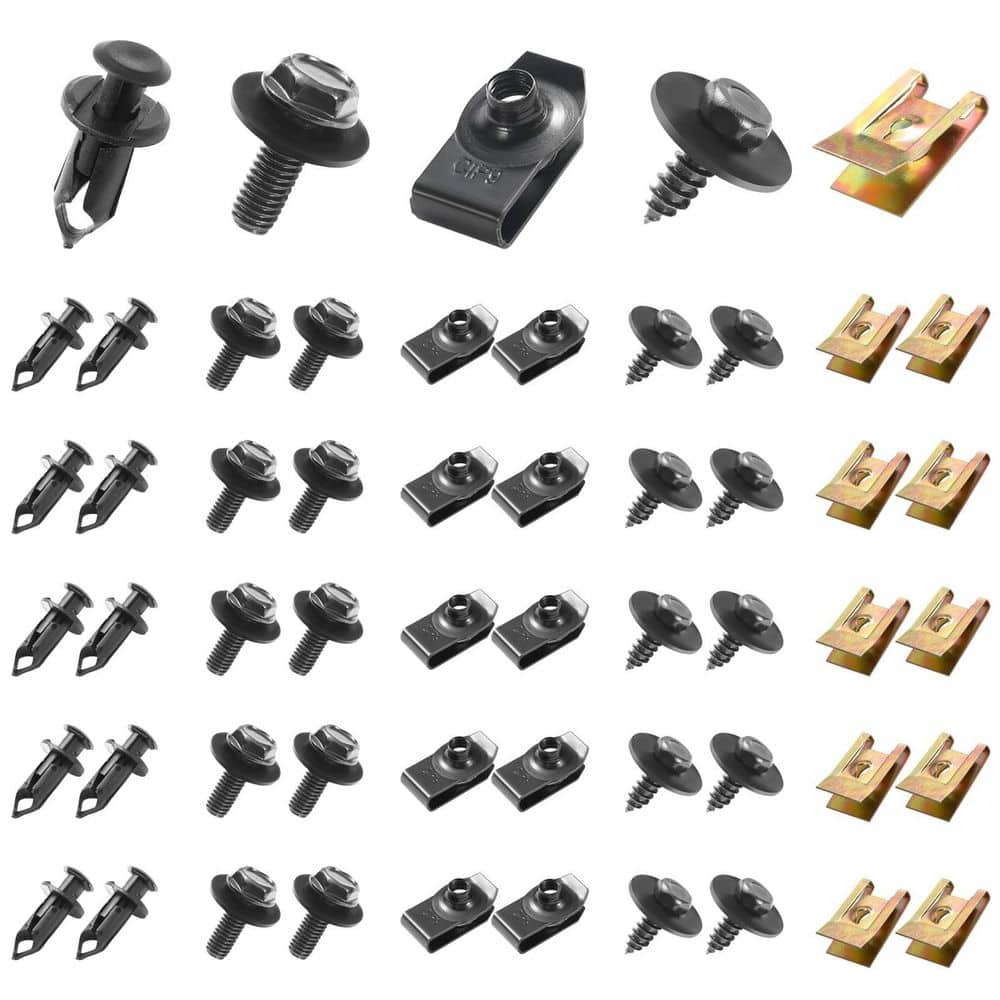 100-Pieces Car Screws Bolts Kit with U-Nuts Clamps Plastic Clips Fasteners for Bumper Fender Splash Shield price history on PriceWatchPro