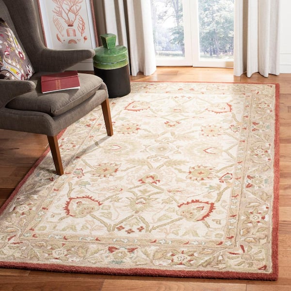 Anatolia Beige/Rust 5 ft. x 8 ft. Border Area Rug