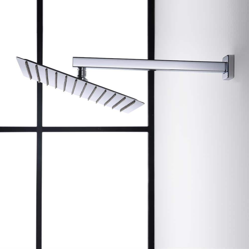 Chrome Dual Square Wall Mounted Shower System with Handheld and Body Jets