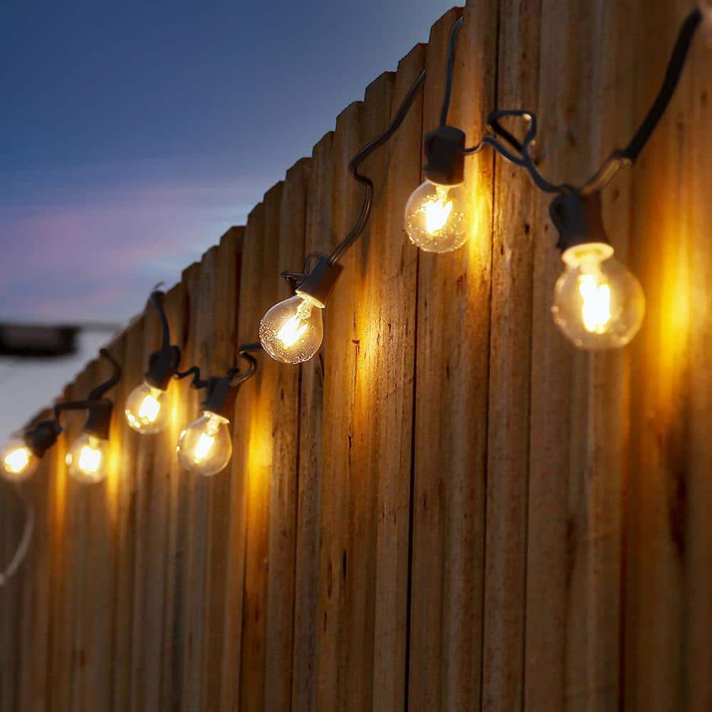 27 Ft Warm White Solar Powered LED Globe String Lights