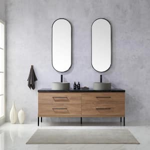 Trento 72 in. W x 21.7 in. D x 35.8 in. H Double Sink Bath Vanity in North Oak with Black Sintered Top