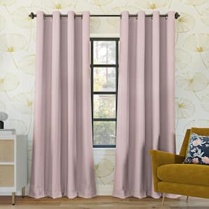 Oslo Theater Grade Blush Polyester Solid 52 in. W x 54 in. L Thermal Grommet Blackout Curtain