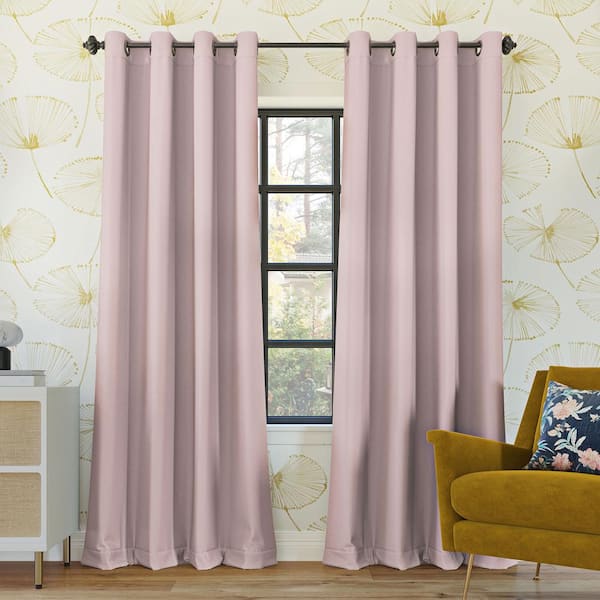 Sun Zero Oslo Theater Grade Blush Polyester Solid 52 in. W x 54 in. L Thermal Grommet Blackout Curtain