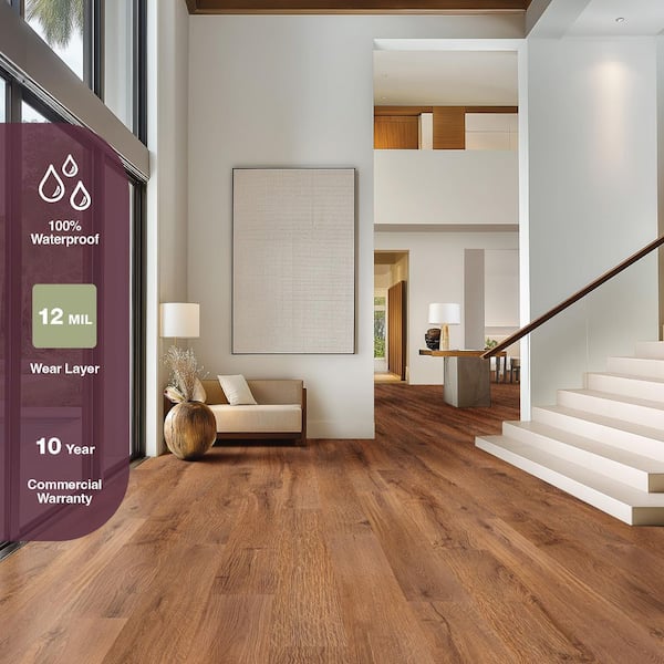 Chestnut Street Oak 12 MIL x 7 in. W x 42 in. L Waterproof Click Lock Luxury Vinyl Plank Flooring (20.79 sqft/case)