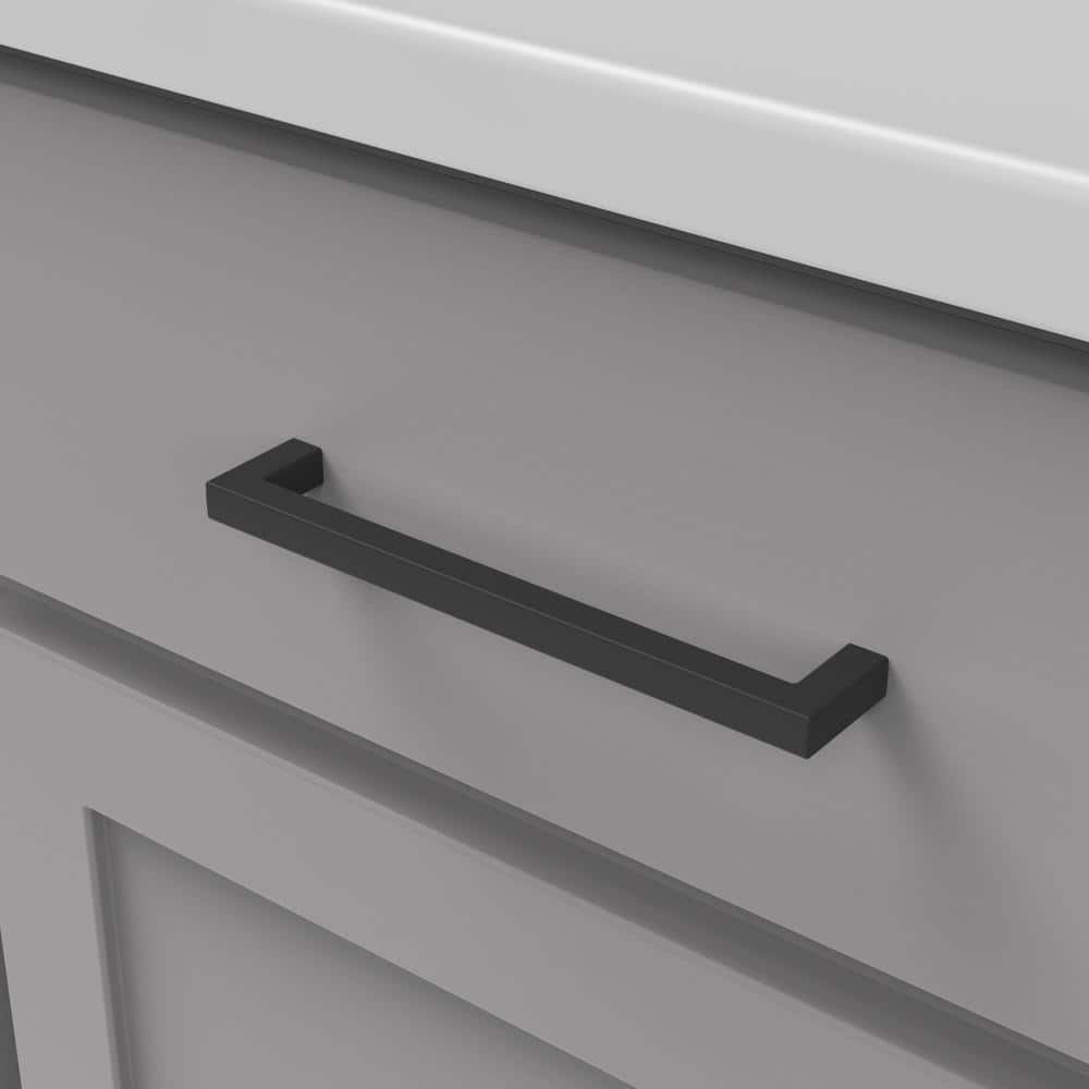 Matte Black Modern Kitchen Cabinet Handles with Mounting Hardware, 6-5/16"