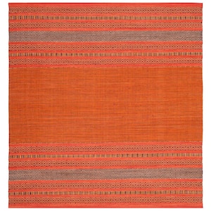 Montauk Orange/Red 6 ft. x 6 ft. Square Striped Area Rug