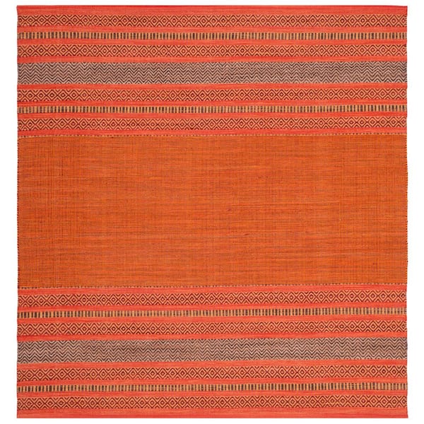 SAFAVIEH Montauk Orange/Red 6 ft. x 6 ft. Square Striped Area Rug