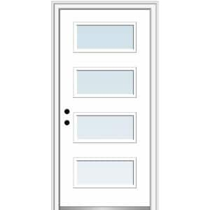 32 in. x 80 in. Celeste Right-Hand Inswing 4-Lite Clear Low-E Glass Painted Steel Prehung Front Door on 4-9/16 in. Frame