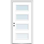36 in. x 80 in. Celeste Right-Hand Inswing 4-Lite Clear Low-E Glass Painted Steel Prehung Front Door on 4-9/16 in. Frame