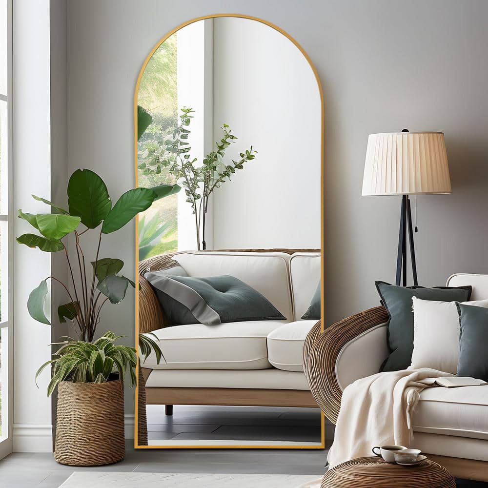 24 in. W x 71 in. H Full Length Arched Free Standing Body Mirror, Metal Fra