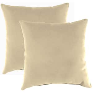 Sunbrella 16 in. x 16 in. Antique Beige Solid Square Knife Edge Outdoor Throw Pillows (2-Pack)