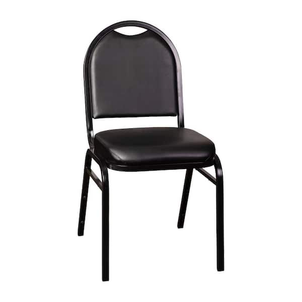 Carnegy Avenue Black Vinyl/Black Frame Vinyl Stack Chair CGA-NG-512753 ...