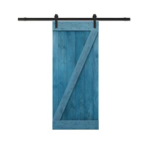 40 in. x 84 in. Ocean Blue Stained DIY Wood Interior Sliding Barn Door with Hardware Kit