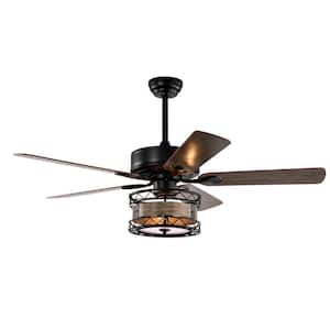 52 in. Smart Indoor Matt Black Ceiling Fan with Integrated LED with Remote Control(Bulb Not Included)