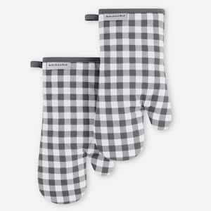 Gingham Cotton Charcoal Grey Oven Mitt Set (2-Pack)