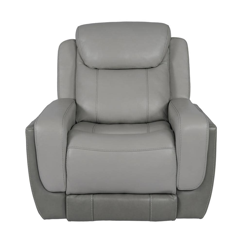 Rosalyn Gray Leather Zero Gravity Recliner with Metal Frame