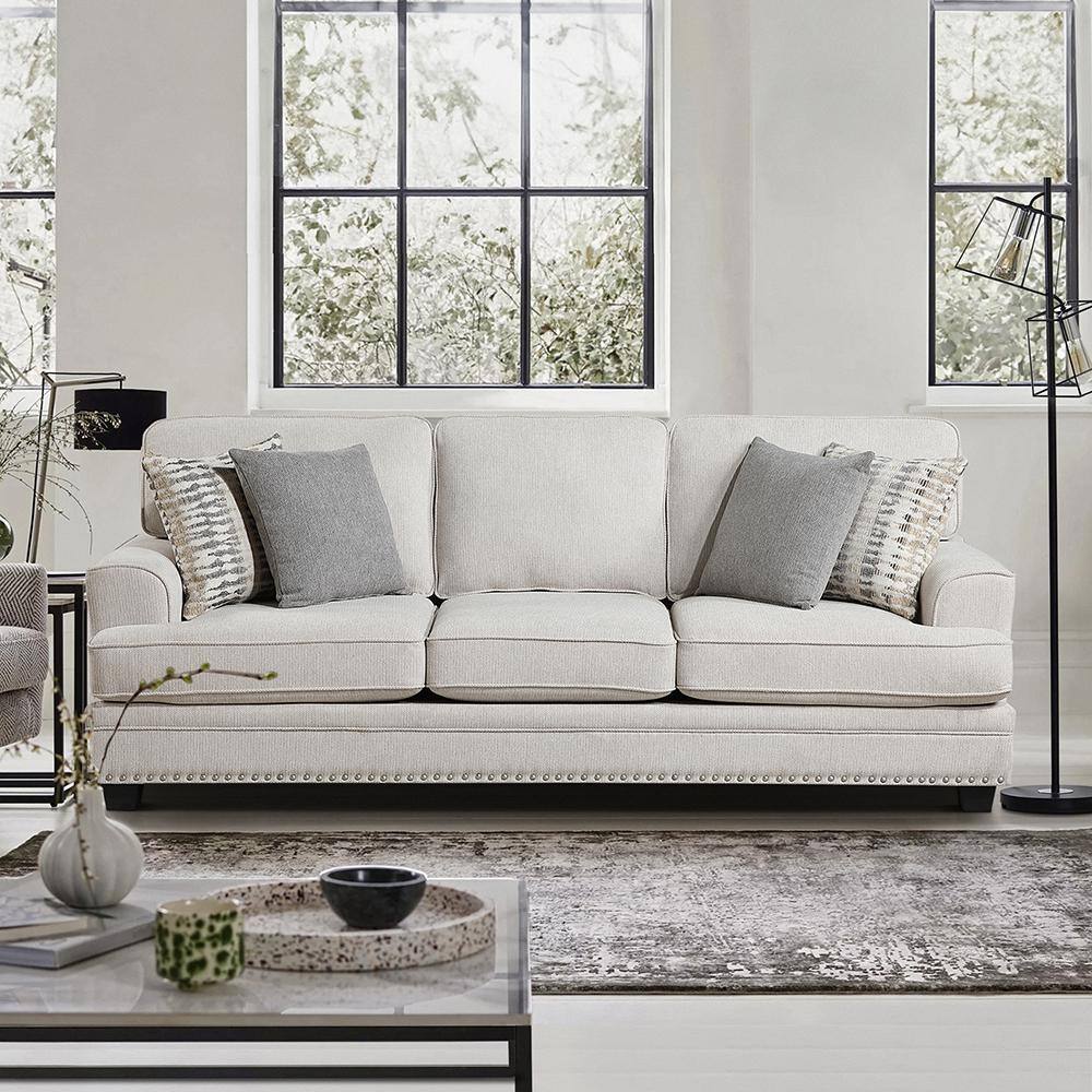 Midwood 91.5 in. W Straight Arm Chenille Rectangle 2-Piece Sofa Set in Sand