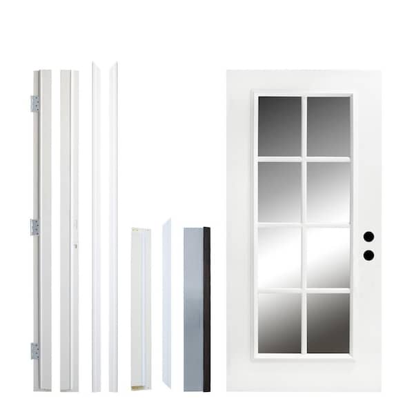 36 in. x 80 in. 1 Lite White Right-Hand Inswing Clear Glass Fiberglass Prehung Front Door with Hinge, Threshold