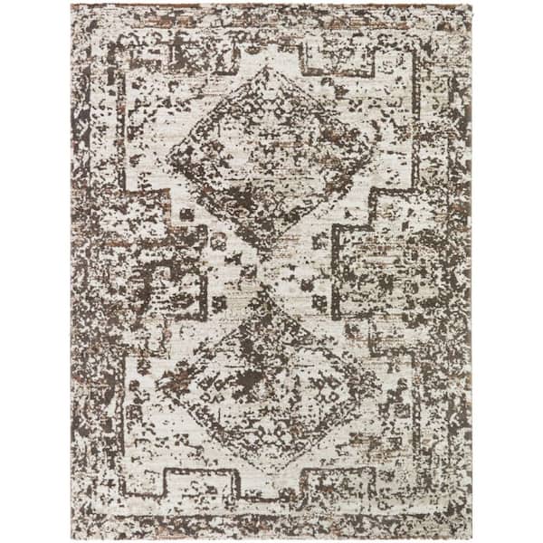 Lourandos Taupe 7 ft. 10 in. x 10 ft. Oriental Medallion Area Rug