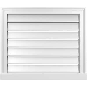 26 in. x 22 in. Vertical Surface Mount PVC Gable Vent: Functional with Brickmould Sill Frame
