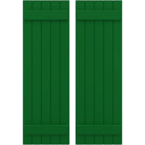 Ekena Millwork 17-1/2 in. W x 39 in. H Americraft 5 Board Exterior Real Wood Joined Board and Batten Shutters Viridian Green