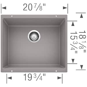 Precis Undermount Granite 20.75 in. x 18 in. Single Bowl Kitchen Sink in Metallic Gray