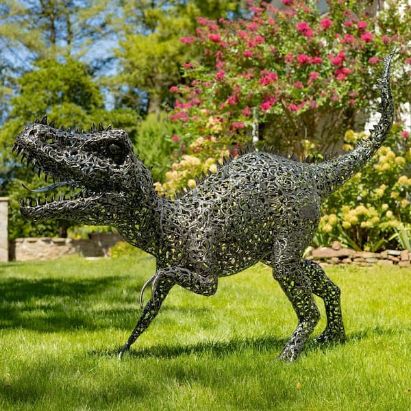 Zaer Ltd. International 5.6 ft. Tall Metal Dinosaur Garden Statue