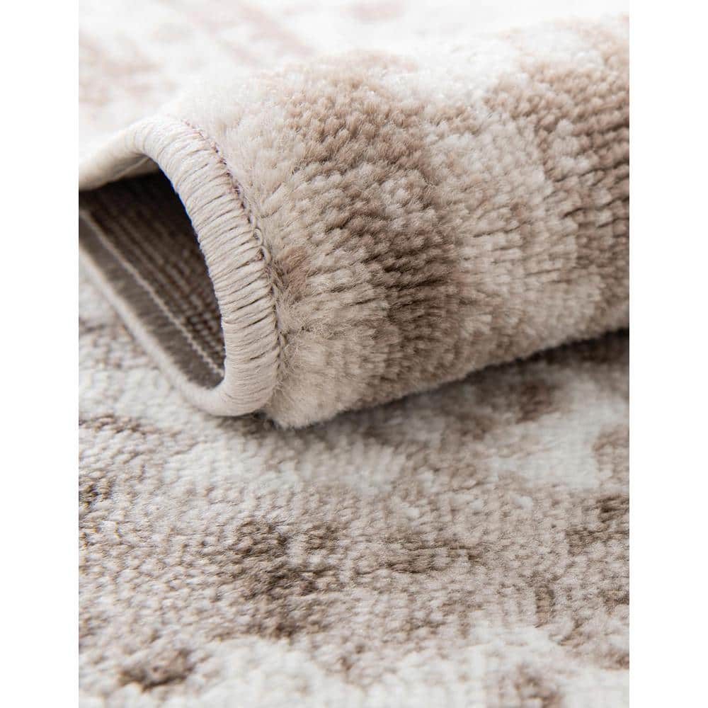 Beige 6'x9' Rectangular Synthetic Easy-Care Stain-Resistant Rug