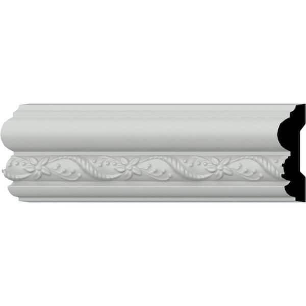 Ekena Millwork 7/8 in. x 3-1/8 in. x 94-1/2 in. Polyurethane Leaf Twist Chair Rail Moulding