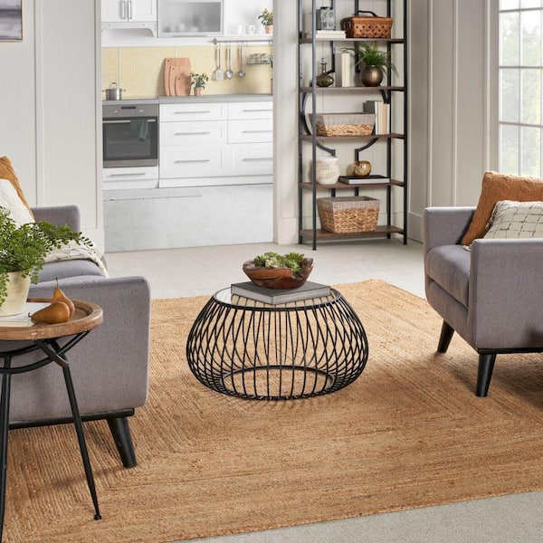 Natural Jute Natural 8 ft. x 10 ft. Solid Contemporary Area Rug