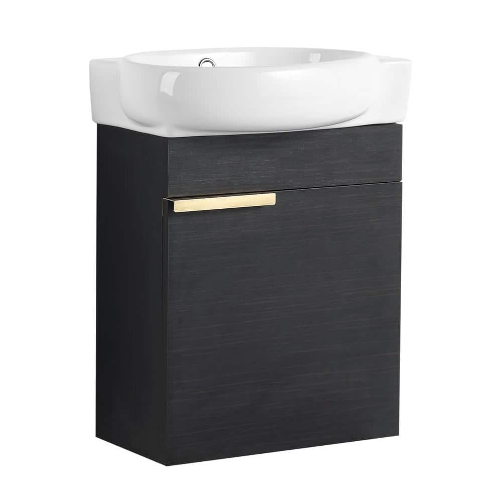 15 in. W x 11 in. D x 21 in. H Single Floating Bath Vanity in Black Chestnut with White Ceramic Top price history on PriceWatchPro