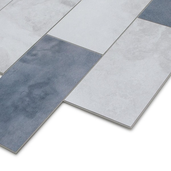 Subway Blue Cement 6 in. x 6 in. SPC Peel and Stick Backsplash Wall Tile (1-Pack)