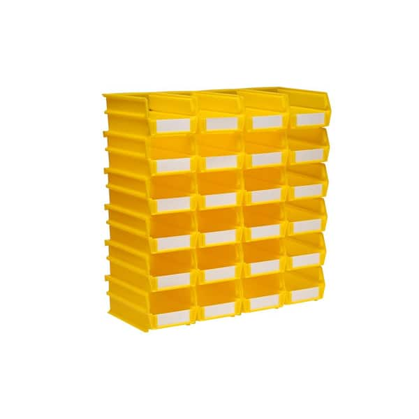 Akro-Mils Storage Tote Bin 8.2" 200 lbs Plastic Yellow 3.5 Gal  Capacity (4-Pack)