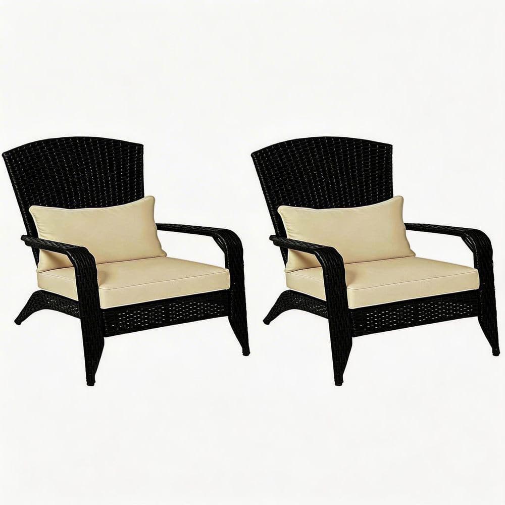 Outdoor Black Steel Adirondack Chair for Patio or Garden, Set of 2 price history on PriceWatchPro