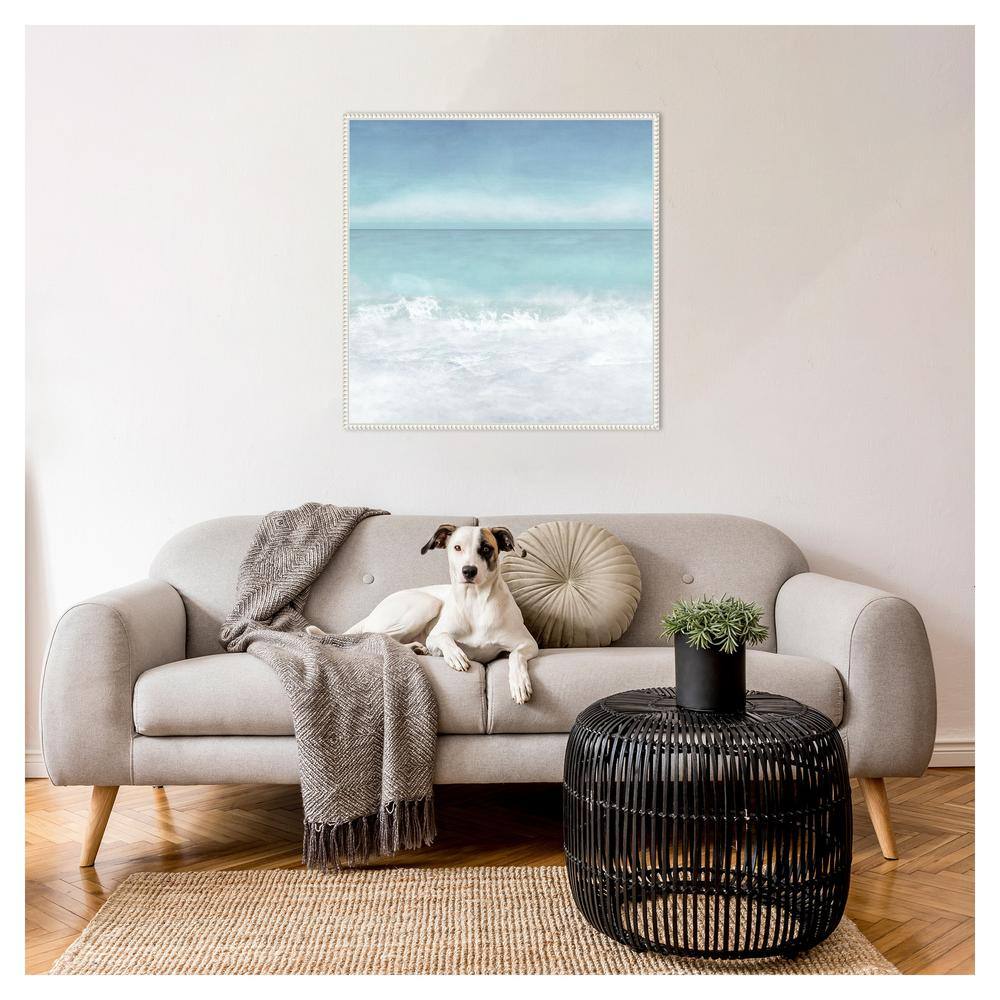 Tranquil Ocean Waves Beach II White Framed Canvas Print