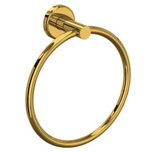 Lombardia Wall Mounted Towel Ring in Unlacquered Brass