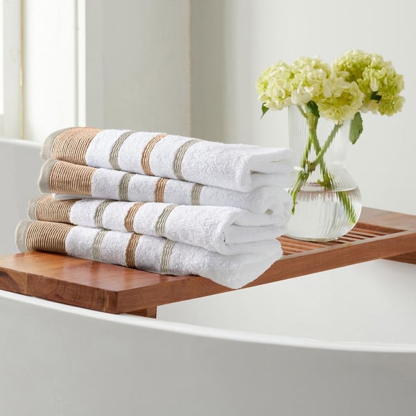 FRESHFOLDS Clay/Taupe Premium Cotton 4-Pack Decorative Hand Towel Set