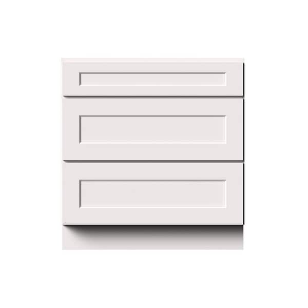 33 in. W x 24 in. D x 34.5 in. H Ready to Assemble Solid Wood Frame Shaker Drawer Base Kitchen Cabinet in White