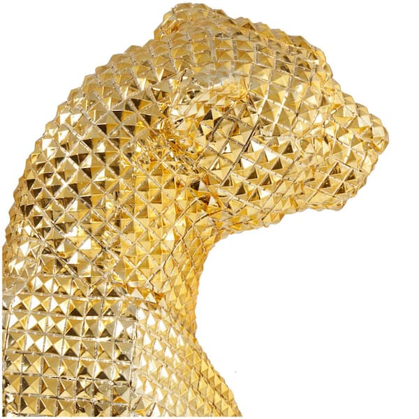 Litton Lane Gold Polystone Leopard Sculpture 98676 - The Home Depot