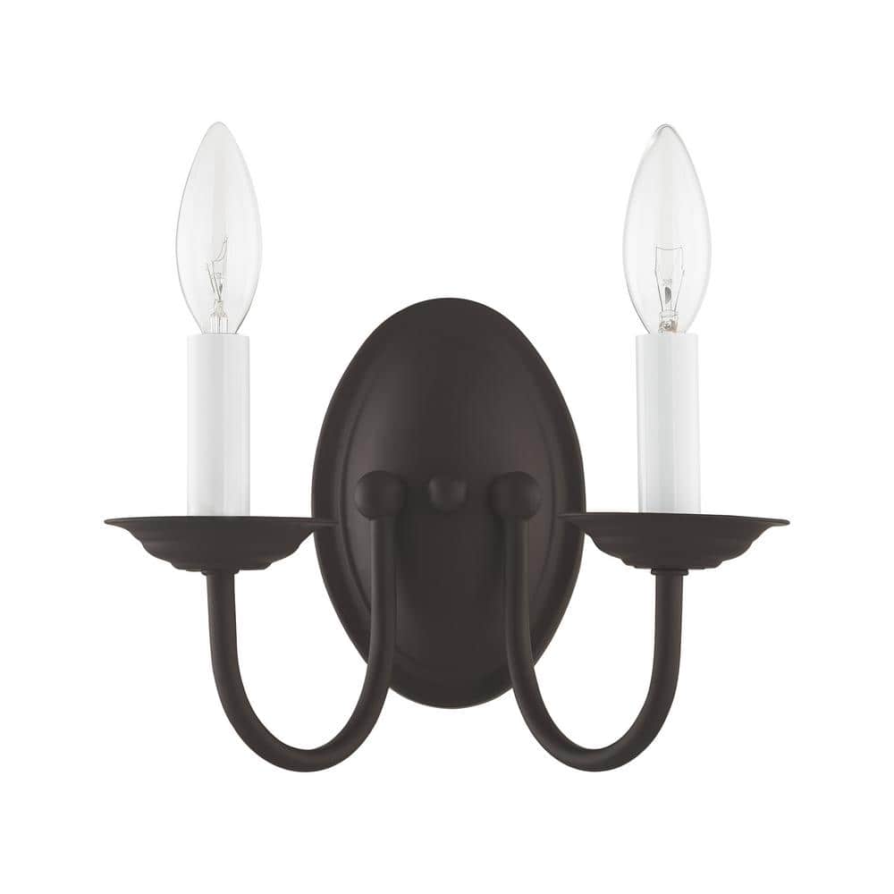 Bronze 2-Light Traditional Wall Sconce with Candelabra Base