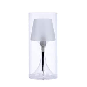 Charlie 13 in. Clear Integrated LED No Design Interior Lighting Table Lamp for Living Room w/Clear Glass Shade