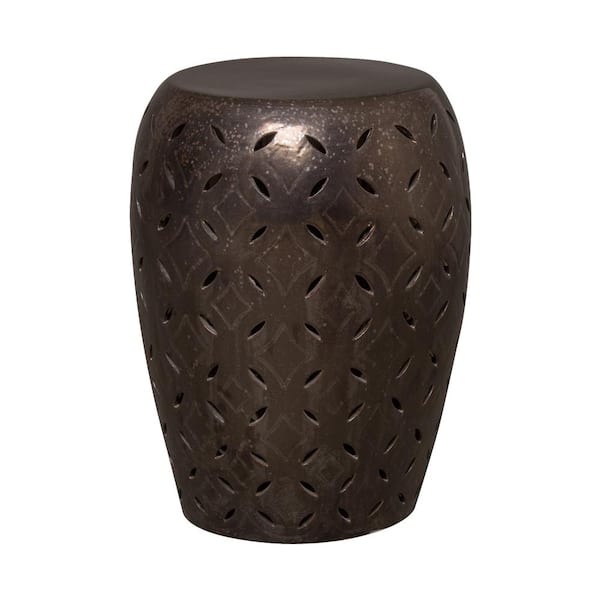 Emissary Lattice 21 in. H Gunmetal Round Ceramic Garden Stool