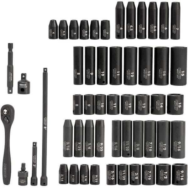 NEIKO 1/4 in. Drive SAE and Metric 6-Point Deep Impact Socket Set