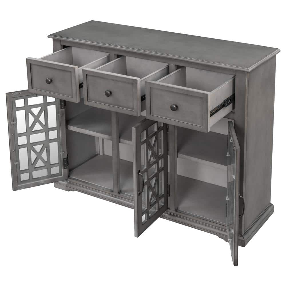 42.1 in. W x 14.2 in. D x 34.6 in. H Bathroom Gray Linen Cabinet