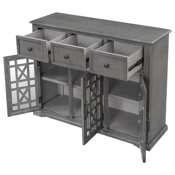 Unbranded 42.1 in. W x 14.2 in. D x 34.6 in. H Bathroom Gray Linen Cabinet