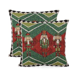 Watts Nutcrackers Jacquard Fabric 18 in. x 18 in. Christmas Throw Pillow (Set of 2)